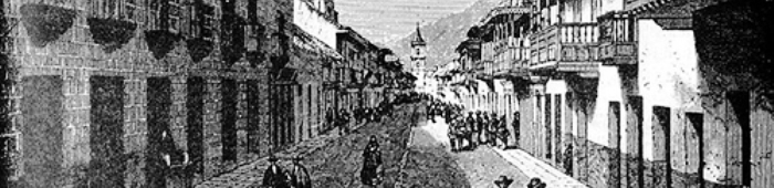 Calles de estilo colonial, dibujo sin color