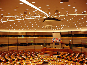 Parlamento Europeo en Bruselas, Bélgica.