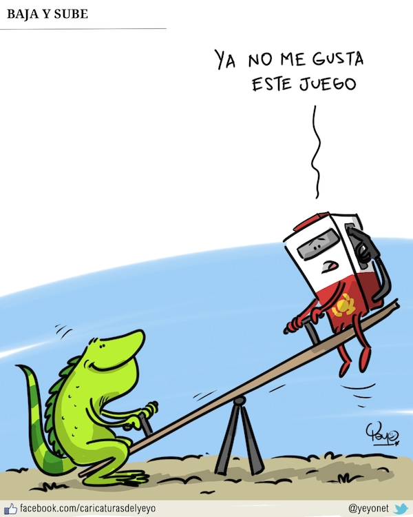 en un sube y baja juegan la iguana de ecopetrol y la gasolina