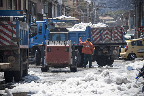 Una fuerte granizada causó graves estragos a mediados de marzo en Bogotá.