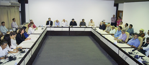 Las delegaciones de paz del Gobierno y de las Farc en La Habana, Cuba.