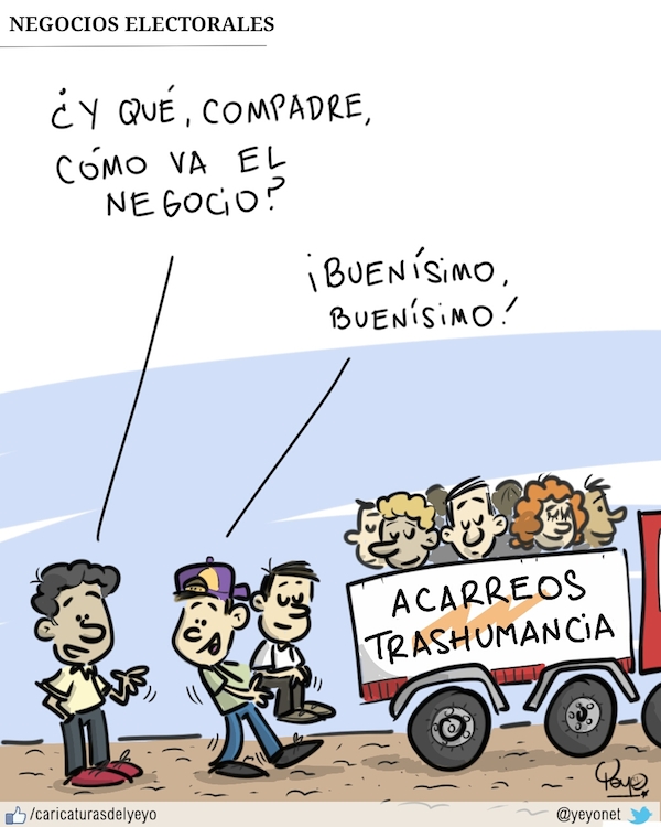 Elecciones: en un carro llevan gente y dice acarreos, transhumancia