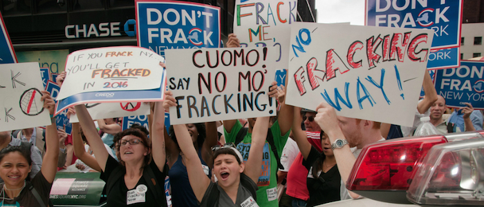Protestas en Nueva York en contra del fracking.
