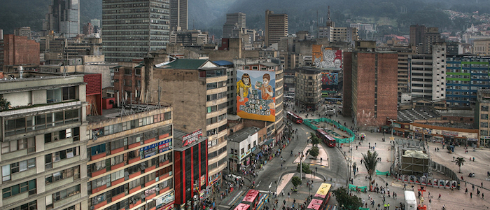 Vista del centro de Bogotá desde la Plaza de San Victorino.