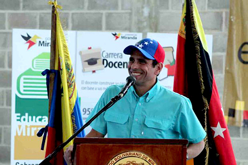 El Gobernador de Miranda y dirigente del partido Primero Justicia, Henrique Capriles.