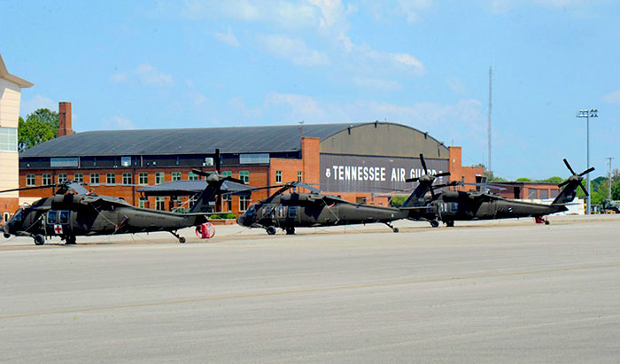 Helicópteros de la Guardia Nacional.