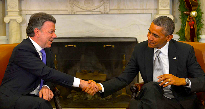 Presidente Juan Manuel Santos con el presidente Obama. 