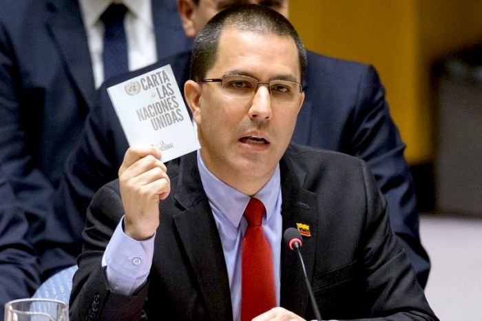 Jorge Arreaza, ministro de Asuntos Exteriores de Venezuela hablando en el Consejo de Seguridad. 