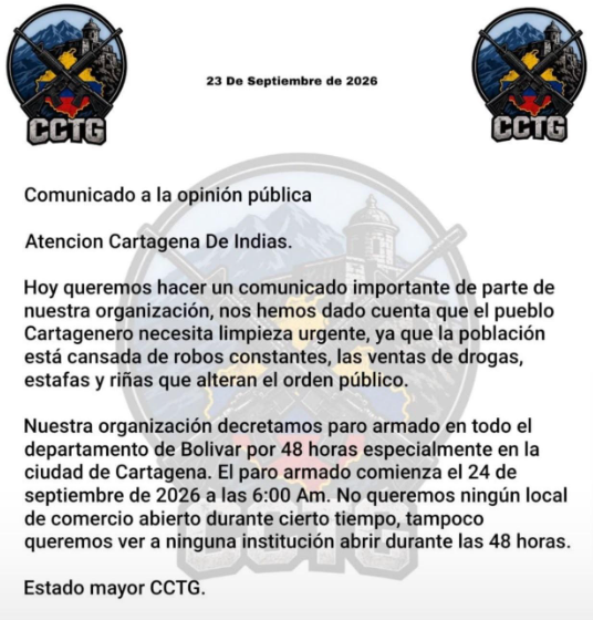 comunicado a la opinión pública cartagena de indias